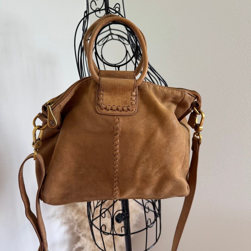 HOBO Sheila Medium Leather Satchel Whipstitch Bag Tan - Picture 5 of 12